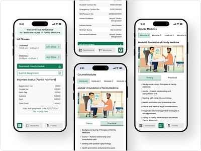 Student Dashboard of Certificate Course on Family Medicine app design branding dashboard design design elrarning illustration landing page landing page ui logo mobile application online course sass ui ui design ui template web app web application