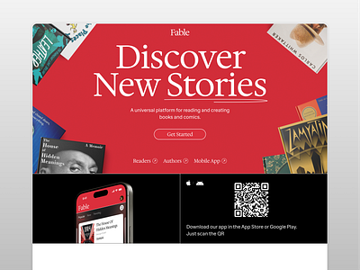 Fable – 📖 Landing Page clean design hi interface landing landing page minimal product red site studio ui web