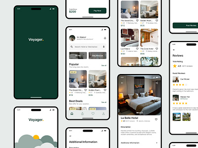 Voyager - Hotel Booking & Ticket Purchasing Mobile App destination hotel hotel booking mobile app mobile design online booking ticket ticket purchase travel travelling ui