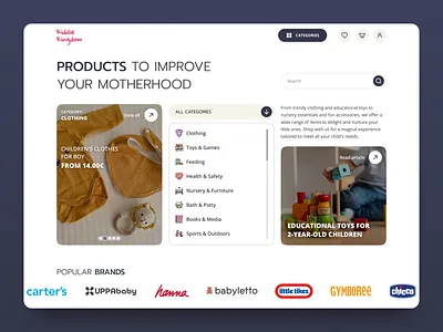 E-Commerce Website Design for a Children’s Goods Store baby baby clothes baby online shop children clean design ecommerce homepage kids minimal online shop pastel shop for children store design ui uiux ux web design website website design