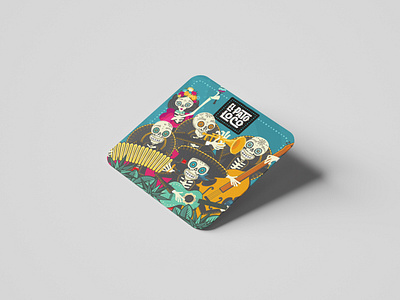 Coasters for El Pato Loco bar branding coaster dia de muertos illustration mexican food misic musicians restaurant vector art