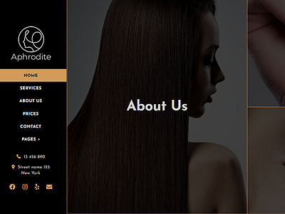 Beauty Website Template beauty black gsap hairdresser sidebar menu website