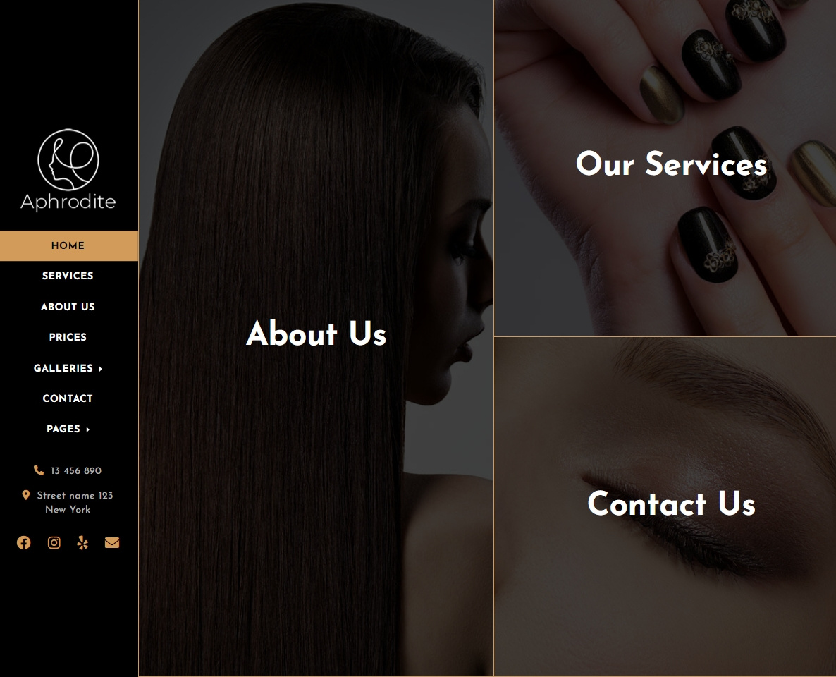 Beauty Website Template beauty black gsap hairdresser sidebar menu website
