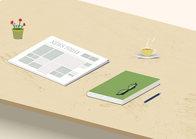 Everyday Tabletop art book digitalart editorial illustration newspaper realistic table tea