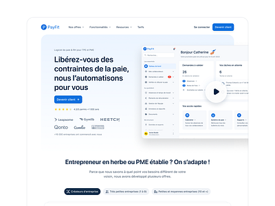 New PayFit Website homepage 🇫🇷 conversion gradient homepage hr landing landing page minimal minimalsit page payfit payroll responsive saas seo software thomas michel ui ux web website