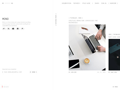 Mono - Blog Website Template blog blog template blog theme creative design ghost theme graphic design horizontal scroll horizontal scrolling magazine news newsletter uiux web design website website template website theme