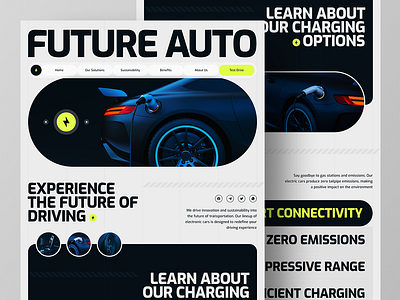 Kraftfahrzeug - Electric Vehicle EV Company Landing Page Website 3d animation branding graphic design motion graphics ui vector