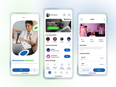 Subscription Management Mobile App mobile app design product design ui interface uiux design ux research web design