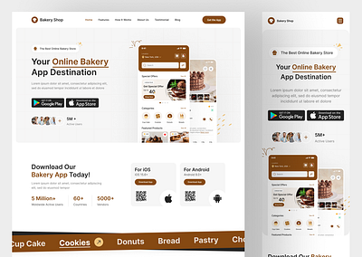 Bakery Shop App Landing Page UIUX Design | Figma | Web UI app app design app landing page bakery shop app landing page design designer designs figma landing page responsive website ui uiux design usa user interface ux web design web designs web ui website website ui design