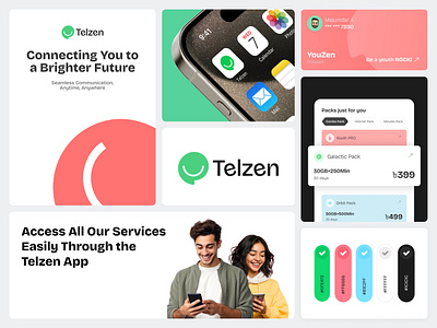 Telzen: A Youth-Centric Telecom App agency figma logo design mobile app telco telecom telecom app telecom app design telecom branding telecommunication ui web design