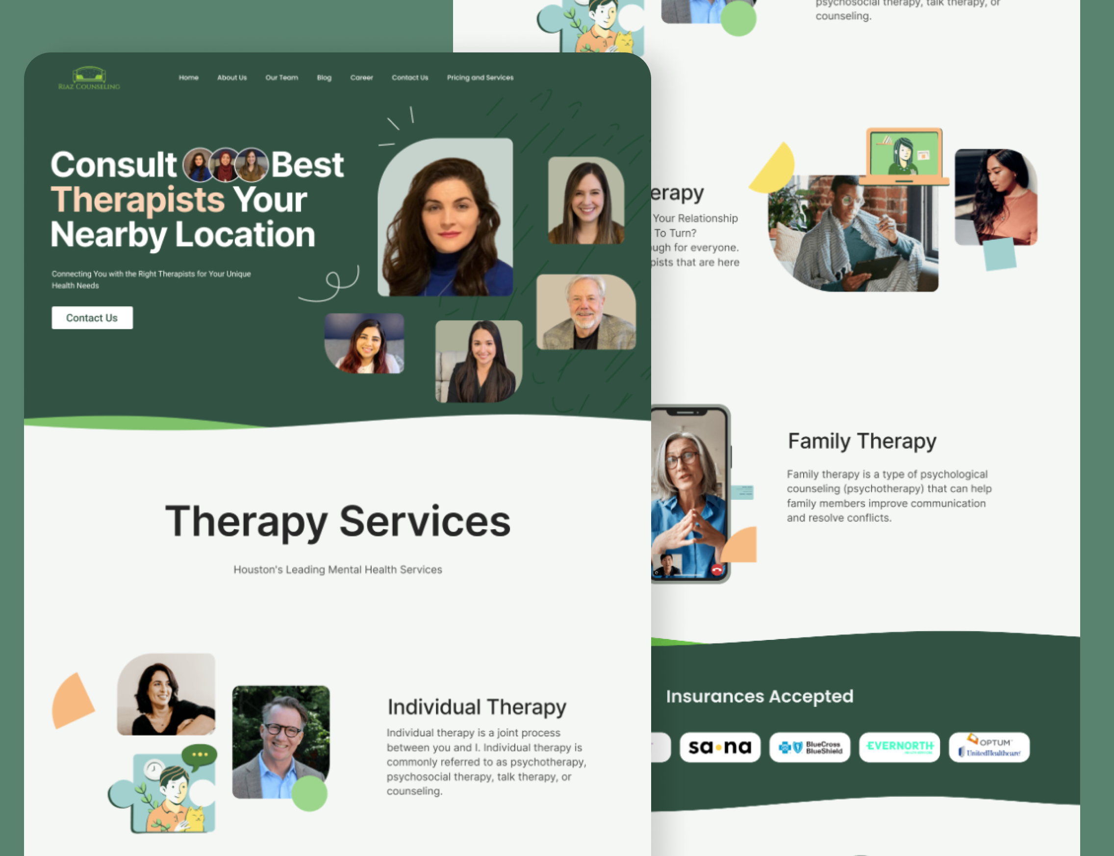 Therapists Consultant Website Design landing page medical website modern website ui ui design user interface ux design web app web design web page