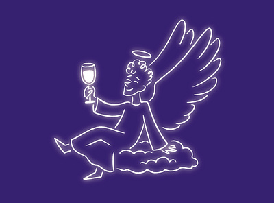 Heaven wine time. Angel sitting on the cloud doodle art angel bar black and white character design doodle doodle art drawing drink happy heaven illustration line drawing lineart menu minimal playful restaurant sketching sky wine