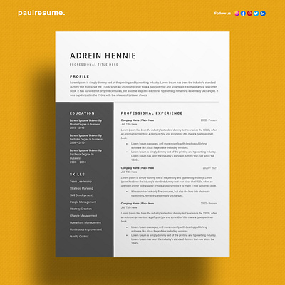 Free One Page US Letter Resume in Microsoft Word cv free freecv freeresume resume resume design resume template