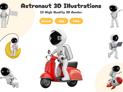 Astronaut 3D Illustration 3d 3d artwork 3d character 3d element 3d icon 3d illustration astronaut blender blender 3d character cosmic element illustration space uiux