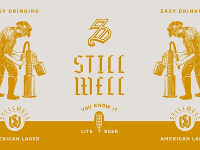 Still Well Beer Can Label (Unused) arkansas beer beer can beer label blackletter branding flat hunter oden illustration typography vintage
