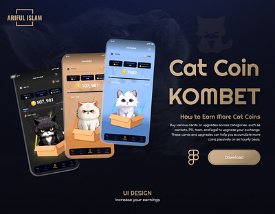 Cat coin kombet | Bitcoin 3d animation app appdesign bitcoin crypto cryptocurrency design graphic design landpage latest logo motion graphics new photoshop project ui uiux ux website
