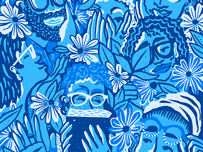 Warby Parker mural • Millbury MA diversity flora flowers glasses illustration massachusetts mural retail