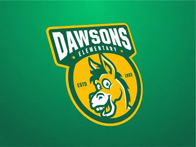 DAWSONS ELEMENTARY SCHOOL academy animal branding cartoon character college design donkey elementary emblem esport graphic design horse illustration logo mascot school sport symbol vector