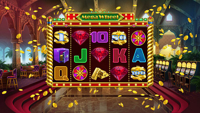 The Main UI for the classic themed slot game "Mega Wheel" classic game classic slot classic themed design digital art gambling game art game design game graphics game reels game ui graphic design mega wheel reels slot design slot machine slot reels ui ui design wheel