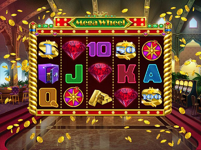 The Main UI for the classic themed slot game "Mega Wheel" classic game classic slot classic themed design digital art gambling game art game design game graphics game reels game ui graphic design mega wheel reels slot design slot machine slot reels ui ui design wheel