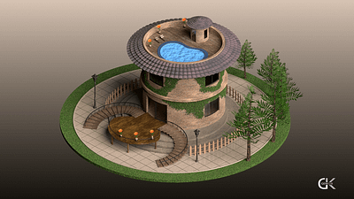 Isometric Grogu House animation day and night flowers geometry nodes growth house isometric night light plant growth