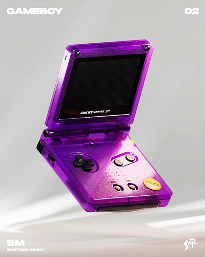 Gameboy 3d animation blender childhood fun games graphic design motion graphics nintendo purple smile videogames