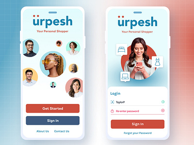 Urpesh App Design app blue design diego duotone garcia ios login mvp red startup ui urpesh ux