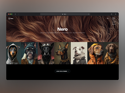 Nero - Adopt a friend animal clean design dog dogs fun homepage landing page layout modern ui ux