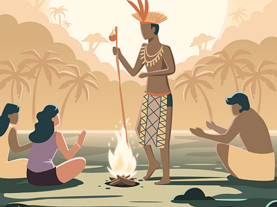 Indigenous ritual brazil ceará concept art dusk editorial illustration illustration indigenous