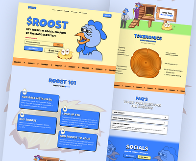 Roost coin Meme landing page ui