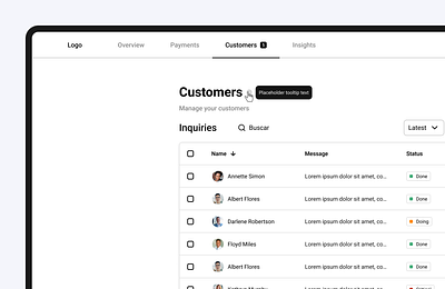 Auto Reservation System dashboard header navigation progressbar status table tooltip userinterface widget