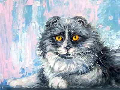 A Stunning Fluffy Cat Portrait by a Ukrainian Artist art cat cute painting pet portrait ukraine