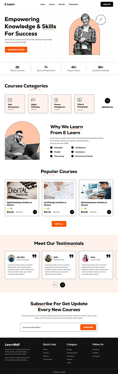 Elearning Landing Page graphic design landing page ui webpage