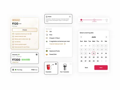 Tiffin Delivery App - UI Element Design app app design branding components delivery app design graphic design logo subscription tiffin tiffin delivery app ui ui design ui element uiux ux