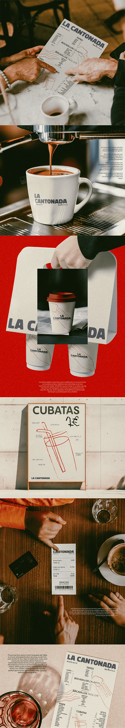 LA CANTONADA - CAFETERIA BAR MENU BRANDING bar menu brand brand design brand identity branding cafeteria branding design graphic design illustration logo menu design minimalist design packaging packaging design visual identity