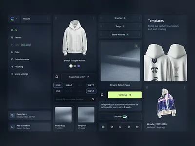 Cheyyn. A design system for a customization tool. 3d ai app app design branding components configurator customize dashboard design fashion interface menu ui ux web design webapp