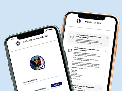 Edit Profile and Notifications - Mobile App Screens app app mobile avatar branding design edit profile figma graphic design mobile notification profile ui ui ux uidesign uiux user ux uxdesign