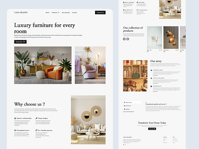 Furniture website concept clean decoration furniture home interior interior design landing page luxury minimalist modern ui uiux ux website design whiteblack