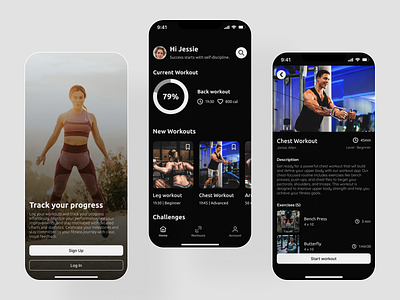 Fitness App Concept activity app app black clean fitness fitness trainer app gym app health app minimalist tracking app ui ux white workout
