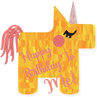 Princess Unicorn Pinata birthday cute foil funny girly glitter happy birthday illustration orange pinata pink princess sassy silly unicorn yellow