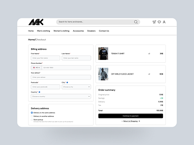 Checkout page concept black checkout checkout page clean clothing e commerce e commerce landing page fashion luxury ui uiux ux white