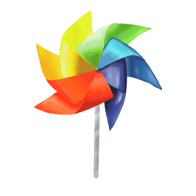 pinwheel hand drawn illustration kids old fashioned rainbow toy