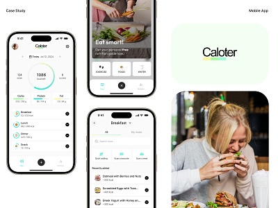 Calories counting mobile app - Case study ai analysis app best branding calories cool fitness graph health light logo mobile sport statistics trend trendy ui ux wellness