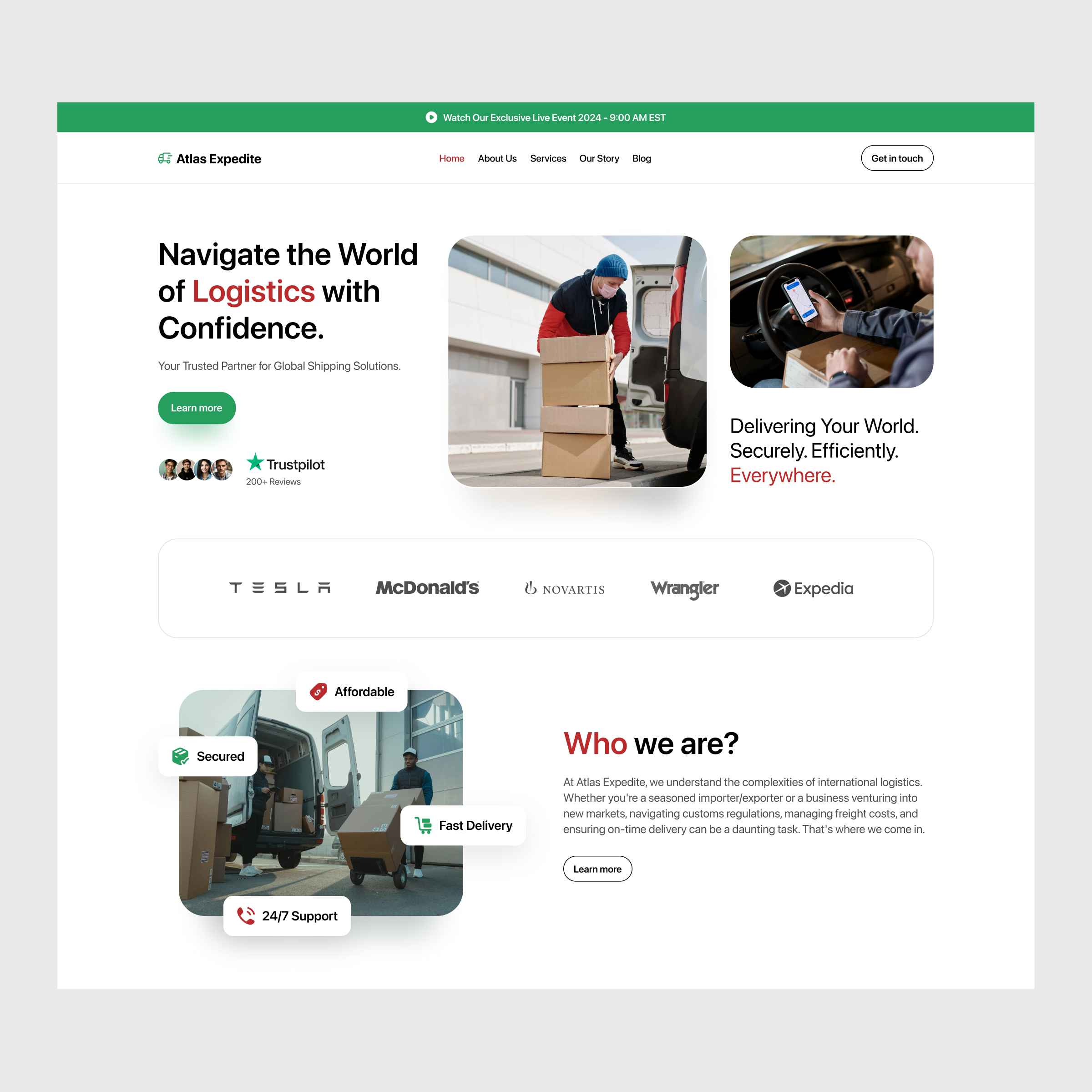 Logistics Brand Web Design brand branding clean delivery design dribbble dribbble best shot graphic design landing page logistics minimal mockup ui web web design website website design