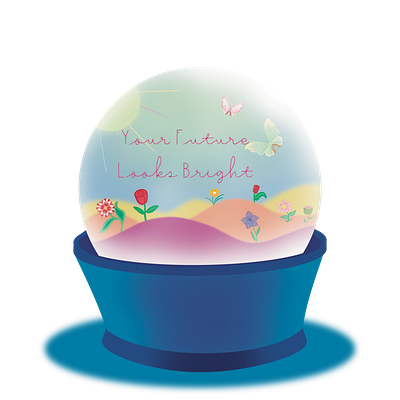 Crystal Ball Illustration bright butterflies crystal ball cute flowers fortune teller future hand drawn illustration magic sunny