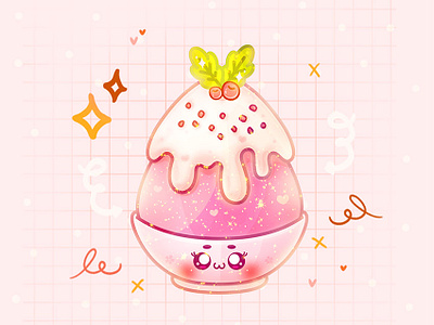 Bingsu - Pink Milk by sailizv.v adorable adorable lovely artwork concept creative cute art design digitalart illustration