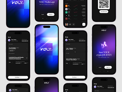 Volt - Crypto wallet app branding illustration logo typography ui ux