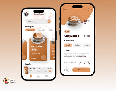 Coffee Shop App figma ui uiux userinterface ux