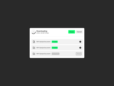 Downloading cancel checkmark complete component design exploration documents download downloading figma files in progress light mode loading modal pause product design ui ux web web design