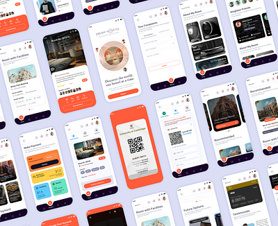 Dream Hostel — A Hostel Management App for College and Universit app design bottom navigation brand design design thinking figma hostel management ui design information architecture landing screen onboarding scrren payment page product design qr code scan splash screen ui user experience design user research ux design visual design